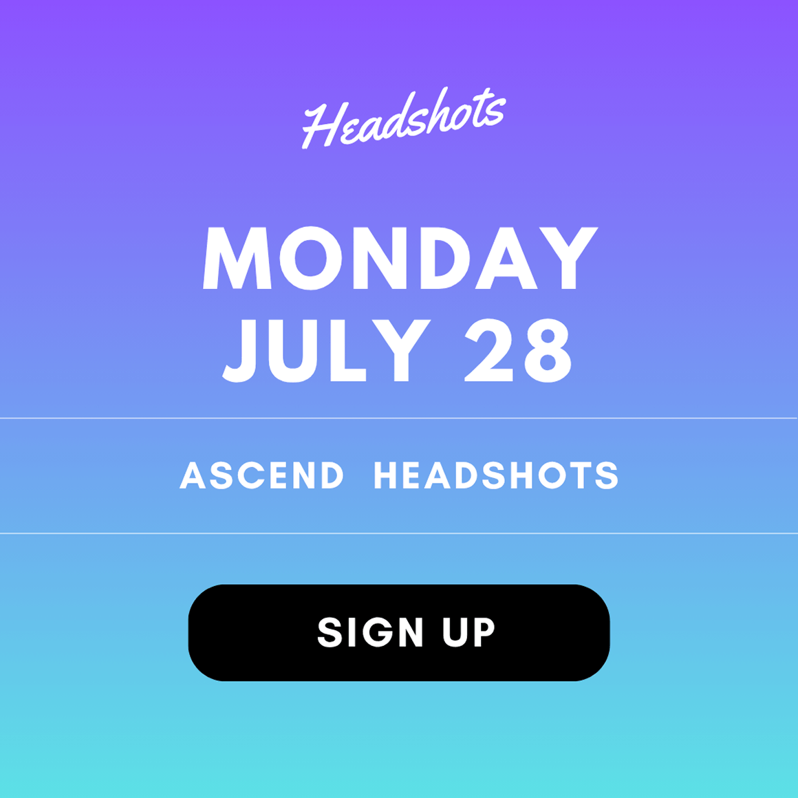 A promotional image for Ascend with a button that invites the viewer to sign up