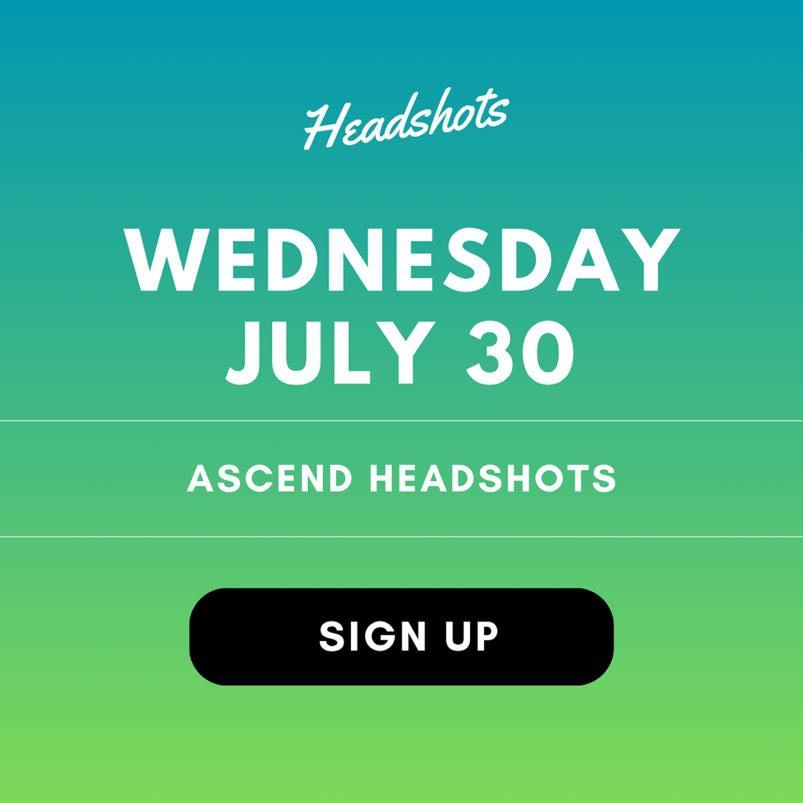 A promotional image for Ascend with a button that invites the viewer to sign up